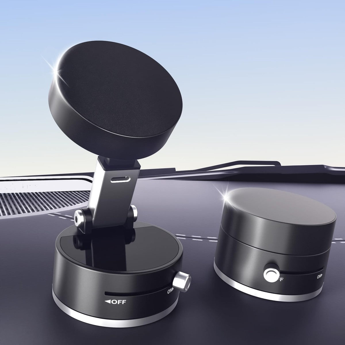 “Powerful neodymium magnetic phone holder with 360° rotation and vacuum suction mount – available at GrunX”