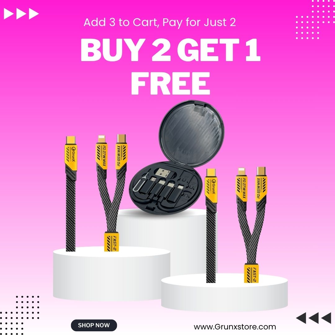 Buy Daily 2 in 1 Fast Charging Cable (65w) & Get Stuff All in one 60w Fast charging Travel Set Free!