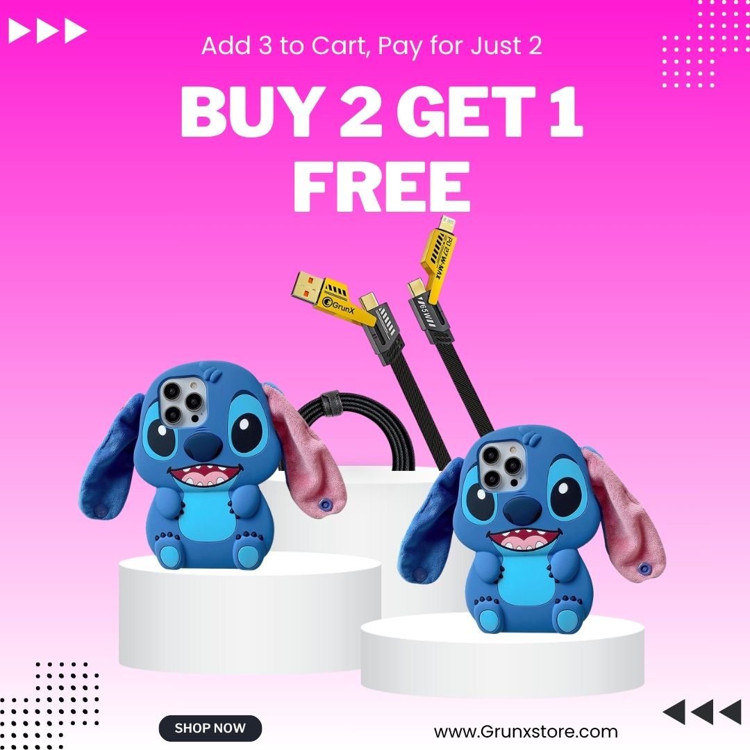 Buy Roxy Stitch 3D Cartoon Silicon Case & INBAE 4 in 1 Charging Cable Free!