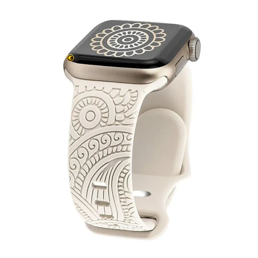 Barbie - Floral Engraved Pattern Apple Watch Strap - Pink