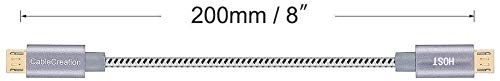 Micro USB to Micro USB OTG Cable 200mm 8 inch length in white black nylon braided design with connector