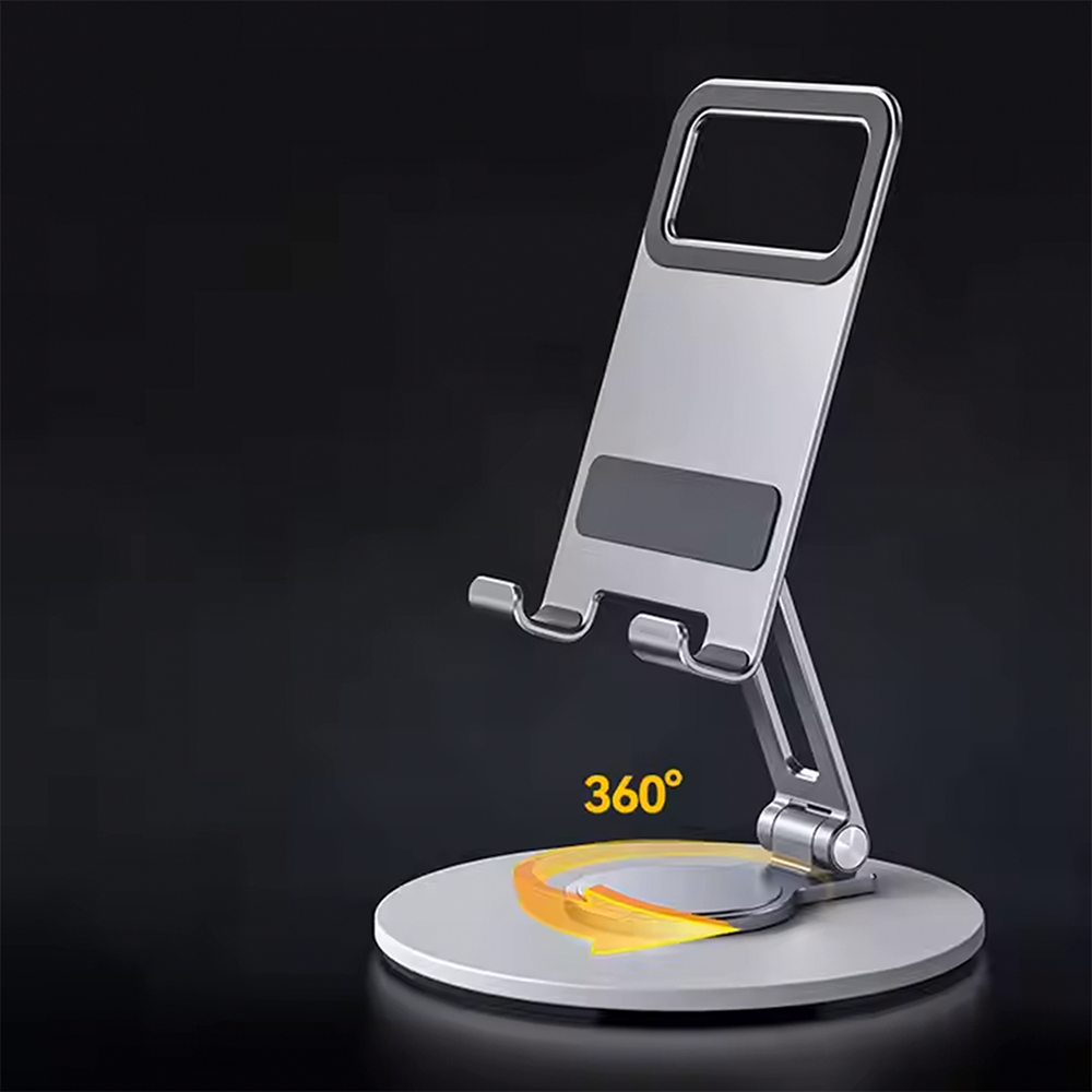 360 metal desktop stand displaying adjustable viewing angles with silicone padding for iPhone iPad universal tablet holder India
