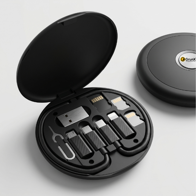 Travel Set Android and Apple Devices Portable Black Multi-purpose Stuff GrunX in India