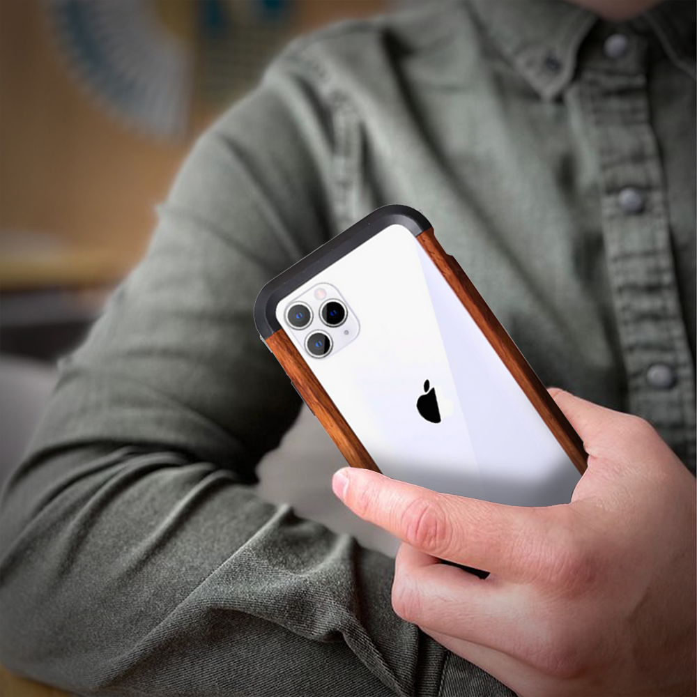 Case and Cover iPhone 15, 15 Plus, 15 Pro, 15 Pro Max Rosewood Man Showcasing Back View Raised Edge Amazon GrunX in India