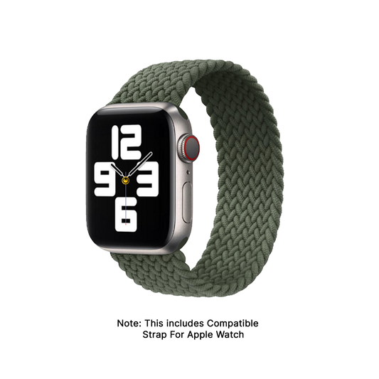 Watch Strap and Watch Band Apple Apple Watch Series  9, 8, 7, 6, 5, 4, 3, 2, 1,Se, Ultra & Ultra 2 38/40/41mm 42/44/45/49mm Green  Front View Smartwatch Braided With Woven Design   Army GrunX in India