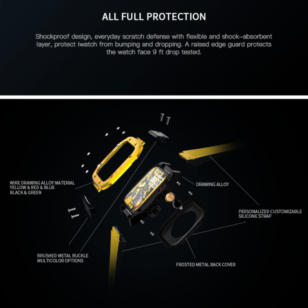 Watch Strap and Watch Band Apple Apple Watch Series  9, 8, 7, 6, 5, 4,Ultra & Ultra 2 44/45mm Yellow Exploded View Of Smarwatch Bumblebee GrunX in India