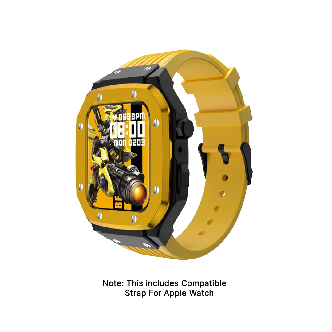 Watch Strap and Watch Band Apple Apple Watch Series  9, 8, 7, 6, 5, 4,Ultra & Ultra 2 44/45mm Yellow Photo With Description Of Compatible Strap Bumblebee GrunX in India