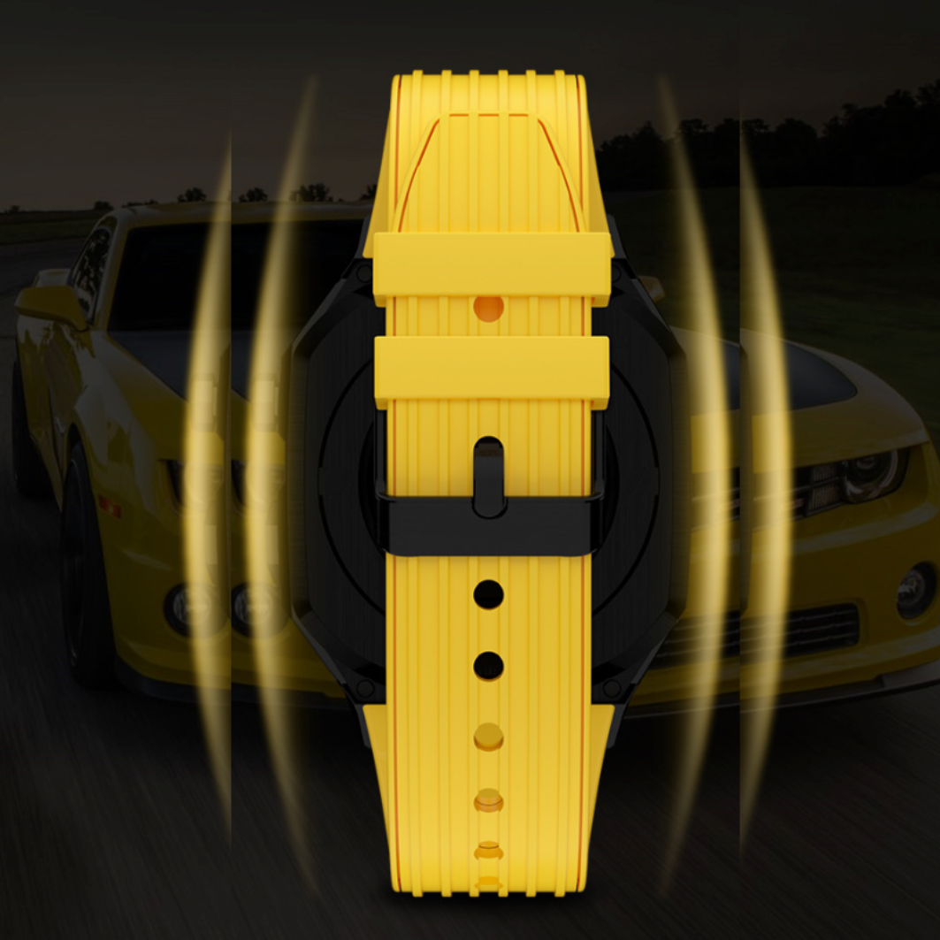 Watch Strap and Watch Band Apple Apple Watch Series  9, 8, 7, 6, 5, 4,Ultra & Ultra 2 44/45mm Yellow Showing Strap And Buckle Bumblebee GrunX in India