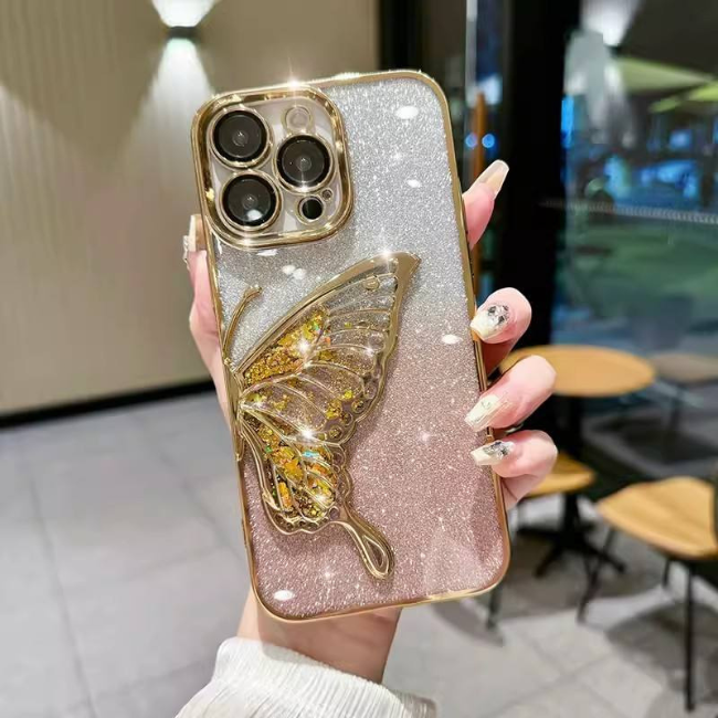 Case and Cover iPhone 14 Pro Max Pink Shockproof Protection Butterfly GrunX in India