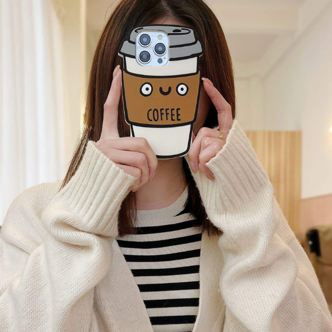 Case and Cover iPhone 14 Brown Women Holding a Coffee Cup Coffee GrunX in India