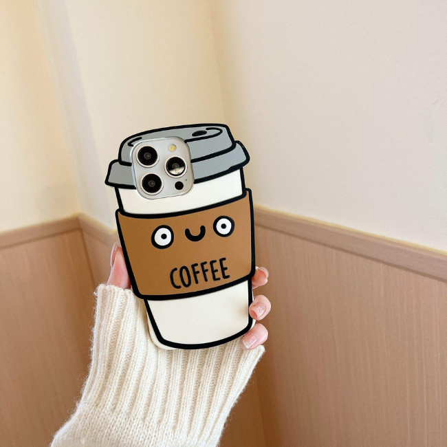 Case and Cover iPhone 16 Pro Max Brown Cute Cartoon Coffee Cup with a Smiling Face Coffee GrunX in India