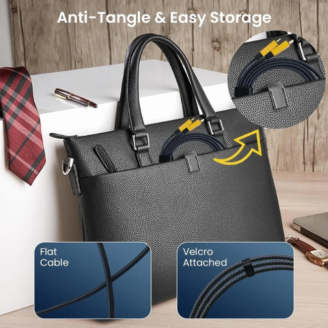 Charging Cable All Devices Android and Apple Devices 1.2 Meter Black and Yellow Anti-Tangle and Easy To Carry Daily GrunX in India