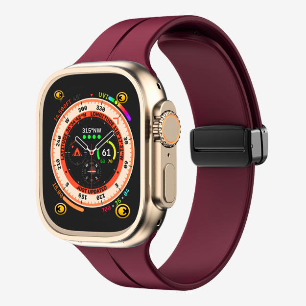 Watch Strap and Watch Band Apple Apple Watch Series 9, 8, 7, 6, 5, 4, 3, 2, 1,Se, Ultra & Ultra 2 38/40/41mm 42/44/45/49mm Wine Red Magnetic Buckle Bracelet Delhi GrunX in India