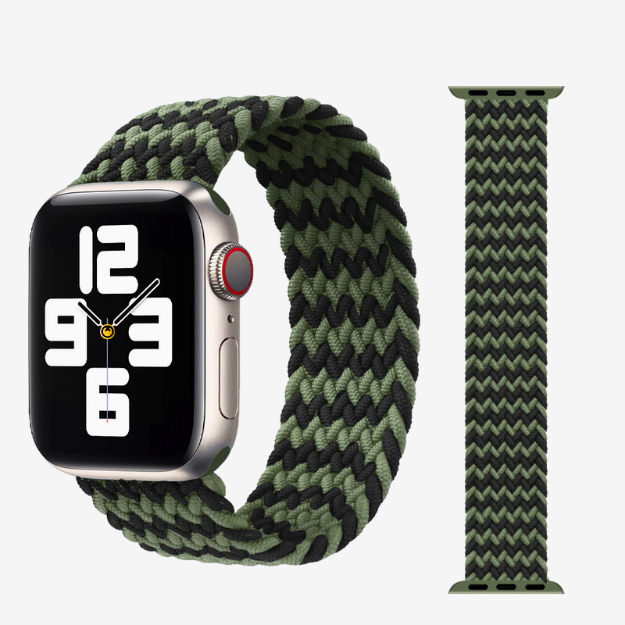 Watch Strap and Watch Band Apple Apple Watch Series 9, 8, 7, 6, 5, 4, 3, 2, 1,Se, Ultra & Ultra 2 38/40/41mm 42/44/45/49mm Green Black Fit Without Buckles Dubai GrunX in India
