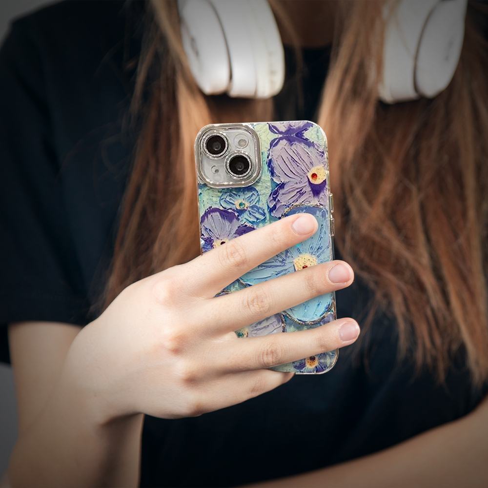 Case and Cover iPhone 15 Diamond Blue Woman Showcasing Back View Eliza GrunX in India