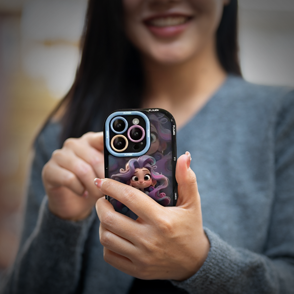 Case and Cover iPhone 15, 15 Plus, 15 Pro, 15 Pro Max Purple Woman Showcasing Back View Emma GrunX in India