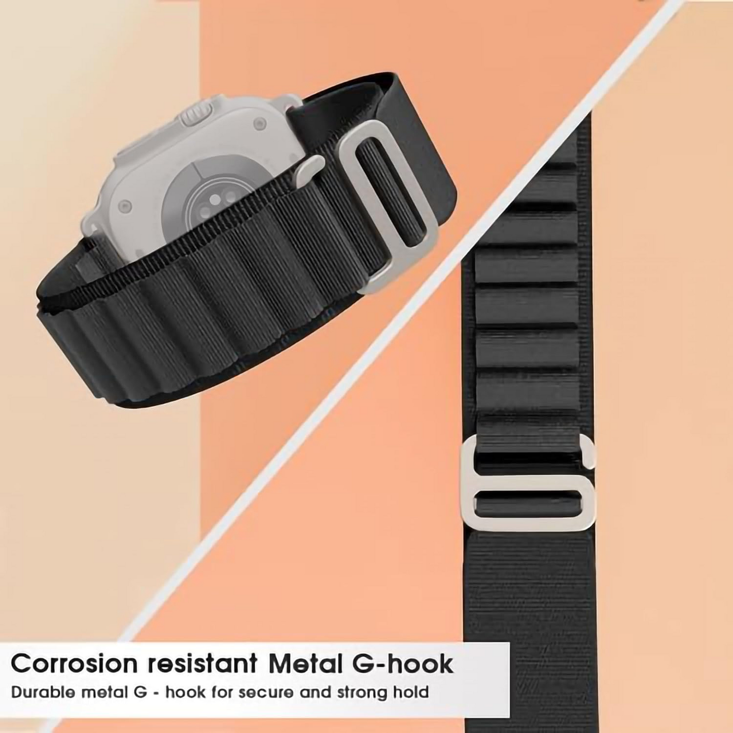Watch Strap and Watch Band Apple Apple Watch Series 9, 8, 7, 6, 5, 4, 3, 2, 1,Ultra & Ultra 2 38/40/41mm 42/44/45/49mm Black Secure and Strong Hold Game GrunX in India