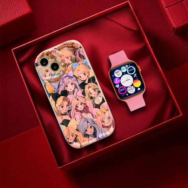 GirlFriend Gift #1 - Cute iPhone Case & Pink Watch Strap Gift Set for Girlfriend