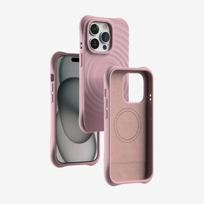 Case and Cover iPhone 14, 14 Pro Max, 13, 13 Pro Max Pink Front and Back View Heart GrunX in India