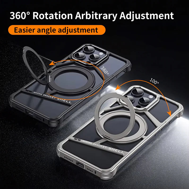 Case and Cover iPhone 15 Silver 360 Rotating Metal Stand Hiccup GrunX in India
