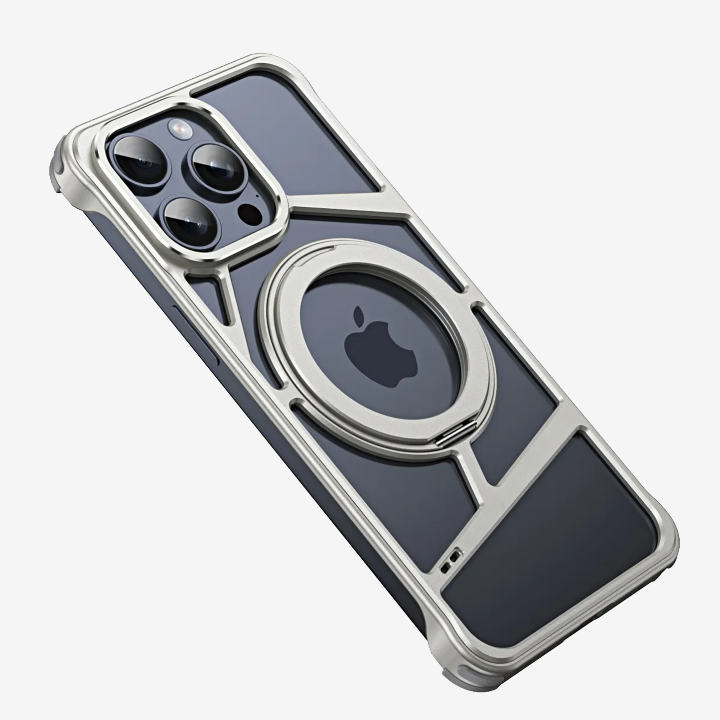 Case and Cover iPhone 15 pro Silver Magnetic Ring Hiccup GrunX in India