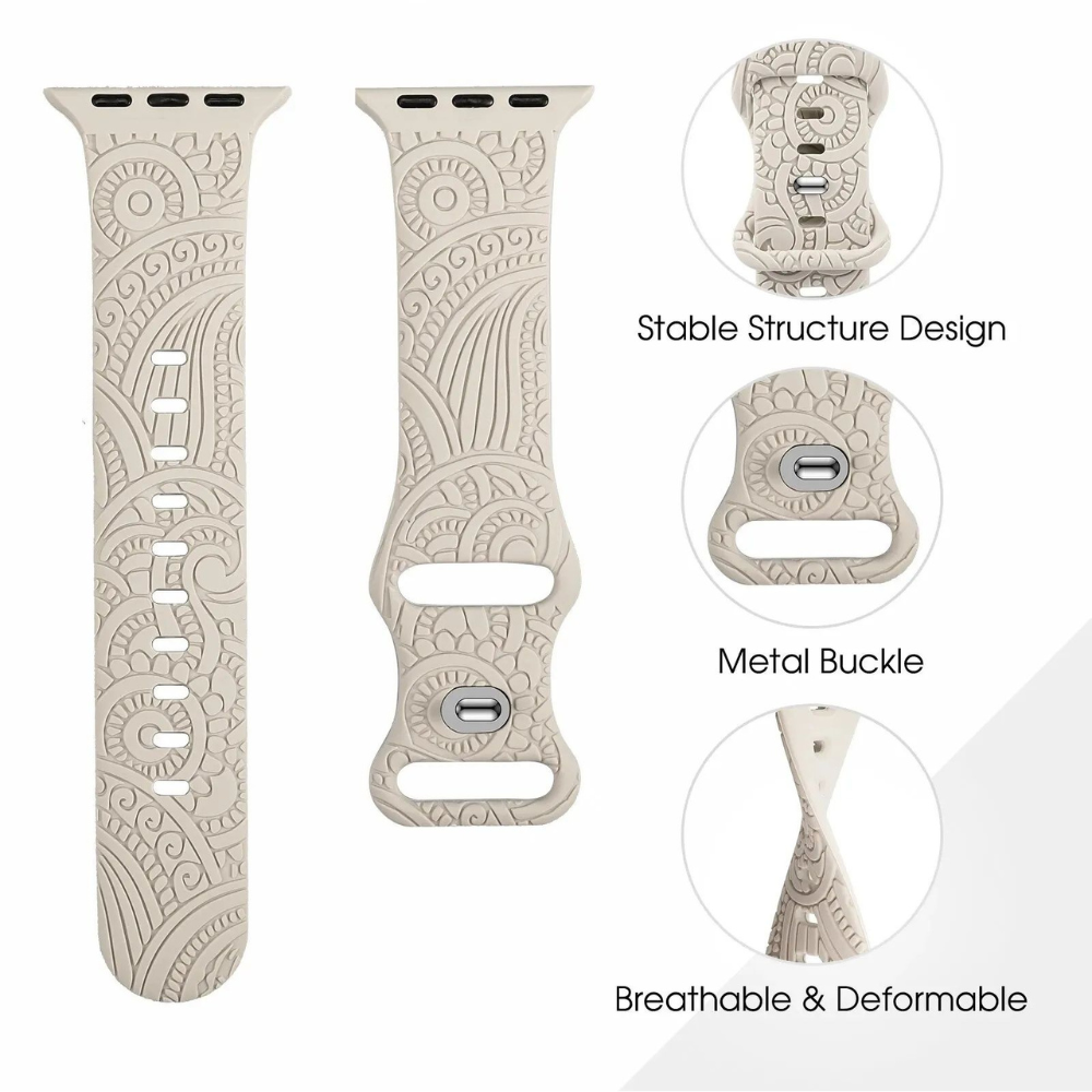 Watch Strap and Watch Band Apple Apple Watch Series 8, 7, 6, 5, 4,SE 38/40/41mm Off White Features Of Strap Hilton GrunX in India
