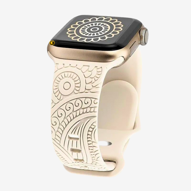 Watch Strap and Watch Band Apple Apple Watch Series 8, 7, 6, 5, 4,SE 38/40/41mm Off White Showing Engraved Strap Hilton GrunX in India