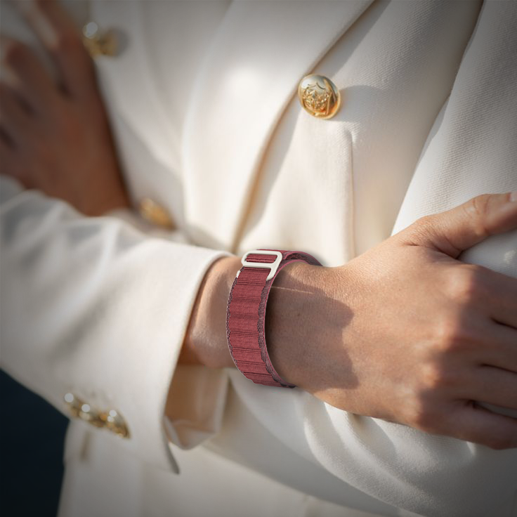 Watch Strap and Watch Band Apple Apple Watch Series 9, 8, 7, 6, 5, 4, 3, 2, 1,Ultra & Ultra 2 38/40/41mm 42/44/45/49mm Maroon Women Wearing Strap Hobby GrunX in India