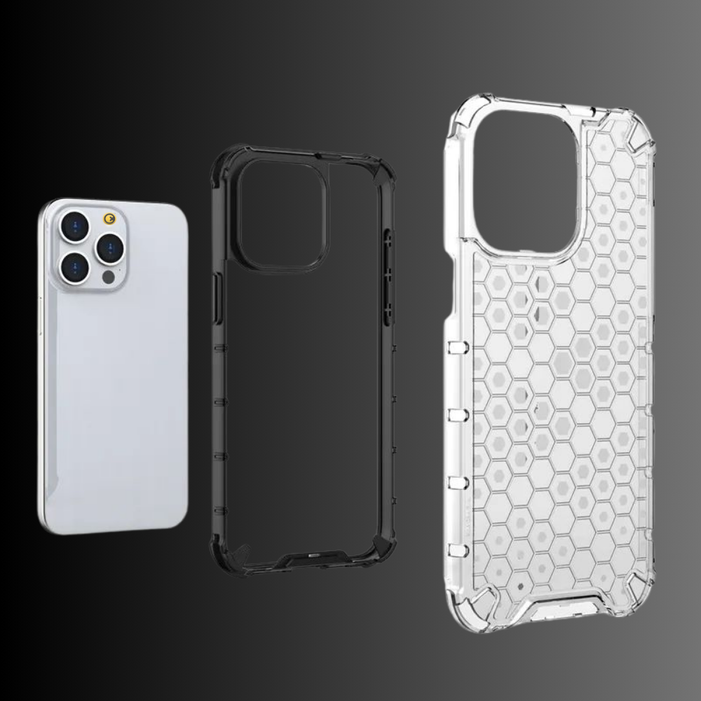 Case and Cover iPhone 14 Plus Transparent Black Inner Shock-absorbing Layer Honeycomb GrunX in India