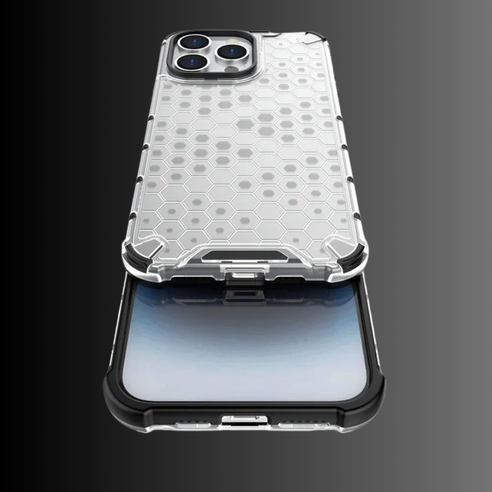 Case and Cover iPhone 15 Plus, 15 Pro, 15 Pro Max Transparent Bottom View Honeycomb GrunX in India