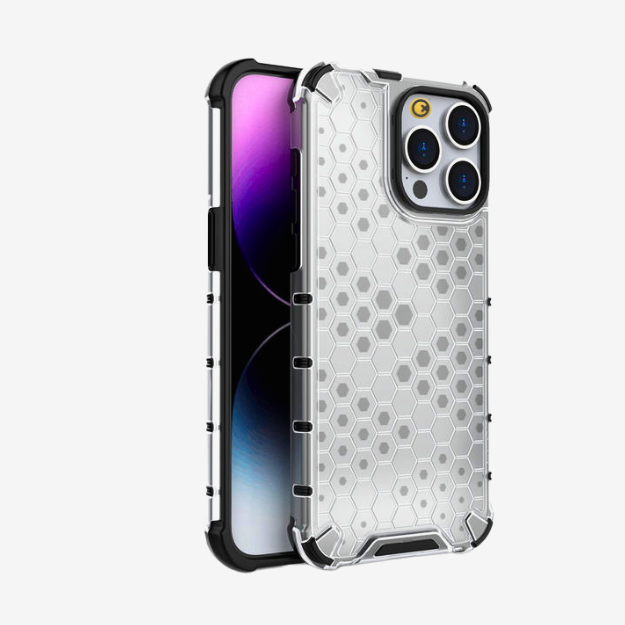 Case and Cover iPhone 15 Transparent Side View Honeycomb GrunX in India