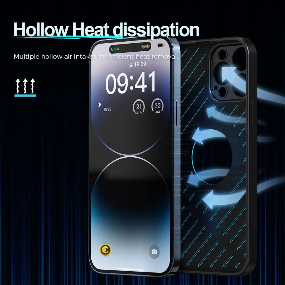 Case and Cover iPhone 12 Pro, 12 Pro Max Blue Hollow Heat Dissipation Ice GrunX in India