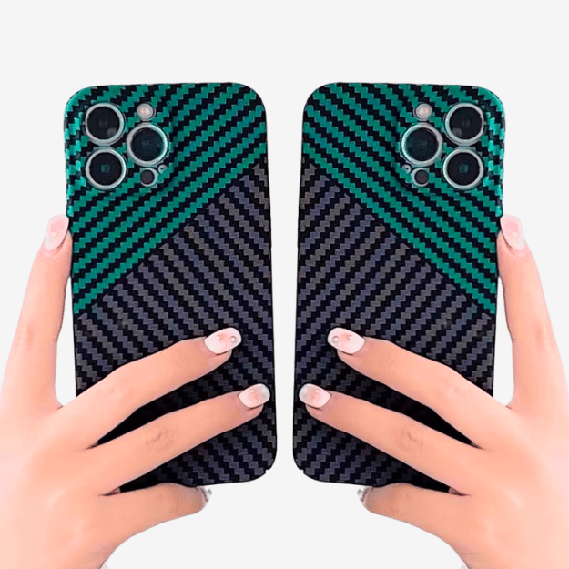Case and Cover iPhone 14, 14 Plus, 14 Pro, 14 Pro Max Green and Black Carbon Fiber Material Jade GrunX in India