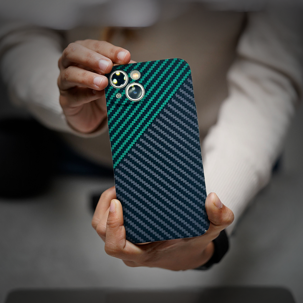 Case and Cover iPhone XR Green and Black Man Presenting Back View Jade GrunX in India