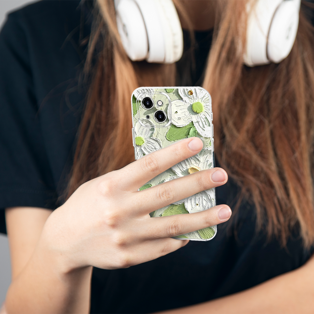 Case and Cover iPhone 15, 15 Pro Max Green Woman Showcasing Back View Jasmine GrunX in India