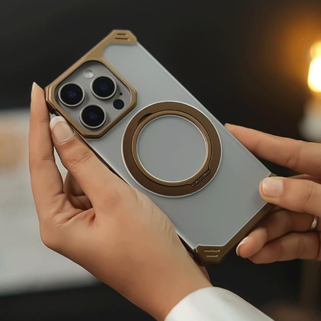 Case and Cover iPhone 16, 16 Pro, 16 Pro Max Natural Titanium Metal Stand Joker GrunX in India