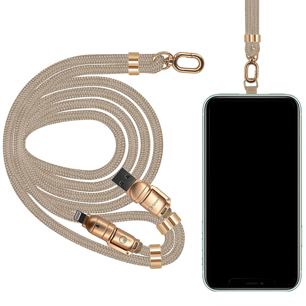 Lanyard Charging Cable All Devices Android and Apple Devices 1.5 Meter Rose Gold and Navy Blue Lanyard Attachment with a Braided Strap Lasso GrunX in India