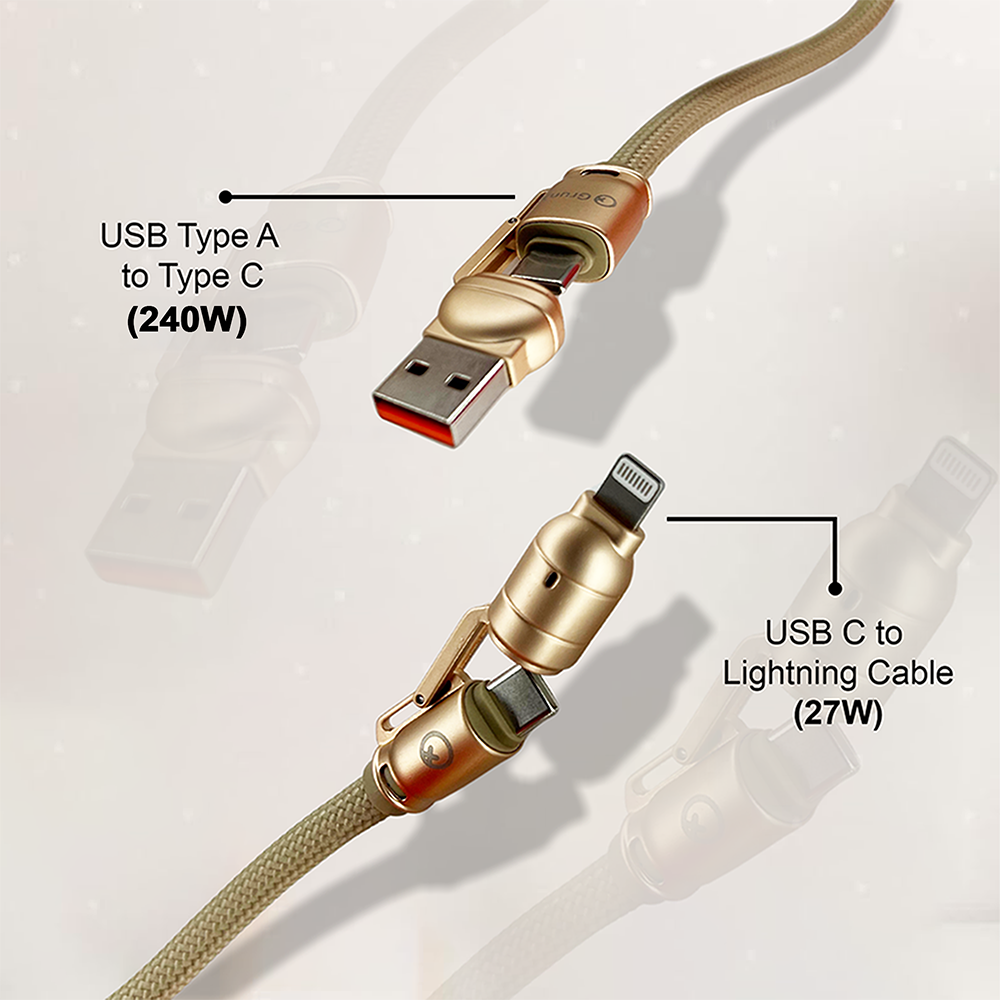 Lanyard Charging Cable All Devices Android and Apple Devices 1.5 Meter Rose Gold and Navy Blue Multi Ports Lasso GrunX in India