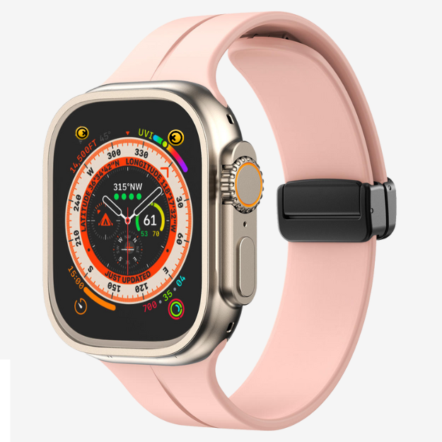 Watch Strap and Watch Band Apple Apple Watch Series 9, 8, 7, 6, 5, 4, 3, 2, 1,Se, Ultra & Ultra 2 38/40/41mm 42/44/45/49mm Pink Soft Steel Magnetic Black Buckle Lilly GrunX in India