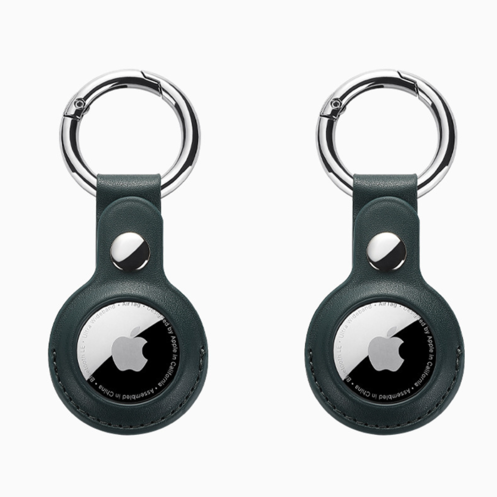 Airtag Case Apple Airtag Dark Green Leather Keychain Holders For Airtag London GrunX in India