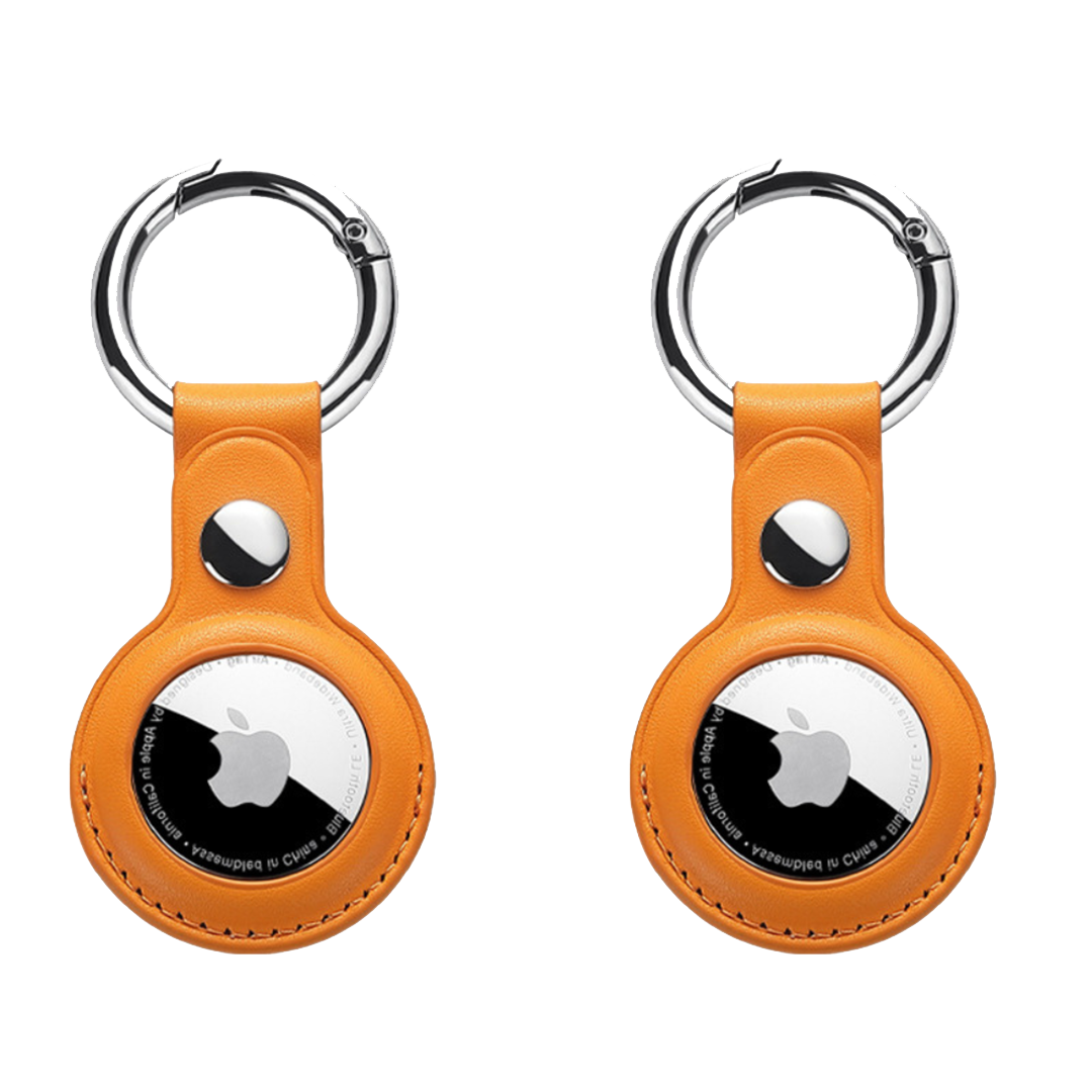 Airtag Case Apple Airtag Orange Leather Keychain Holders For Airtag London GrunX in India