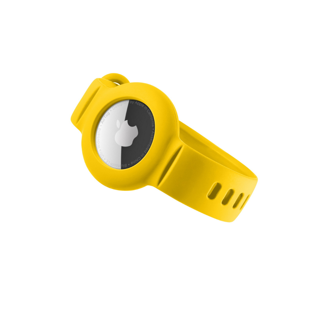 Watch Band for Airtag Apple Airtag Yellow Adjustable Strap With Multiple Holes Mango GrunX in India