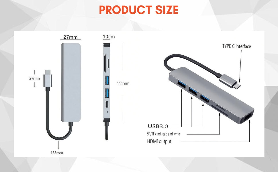 Military Grade - 7 in 1 Shockproof Metal Adapter (100W) & Card Reader