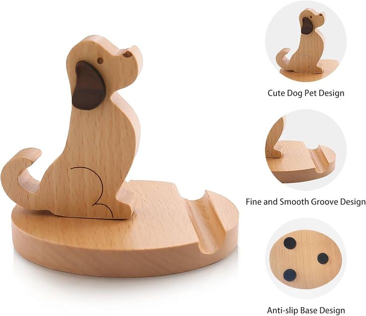 Mobile Stand and Holder Mobile Stand Adjustable Wooden Dog-Shaped Phone Stand With Anti-Slip Base Design Moti GrunX in India