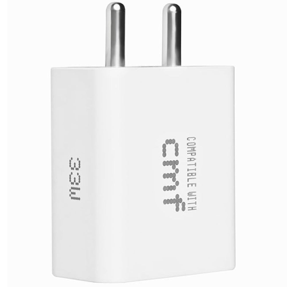 CMF by Nothing 33W travel adaptor with USB-A and USB-C fast charging ports, available at GrunX