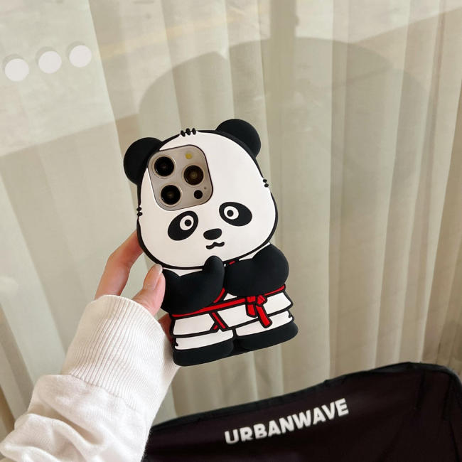 Case and Cover iPhone 14 Black and White Woman Displays a Panda Phone Case Panda GrunX in India