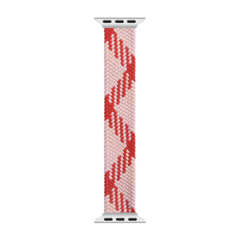 Watch Strap and Watch Band Apple Apple Watch Series 9, 8, 7, 6, 5, 4, 3, 2, 1,Se, Ultra & Ultra 2 38/40/41mm 42/44/45/49mm Pink Red Vertical front-facing Viww with Metal Connectors on both Ends Pinku GrunX in India