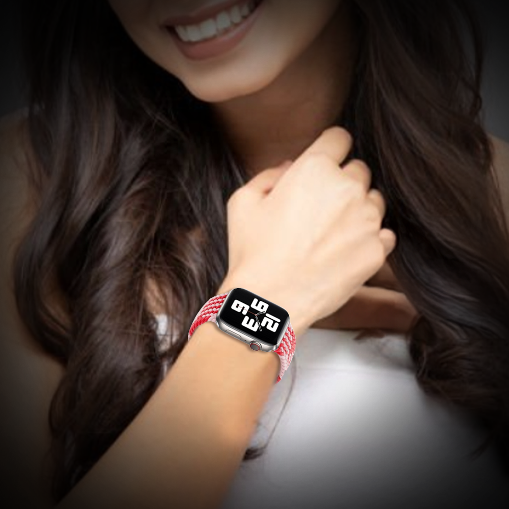 Watch Strap and Watch Band Apple Apple Watch Series 9, 8, 7, 6, 5, 4, 3, 2, 1,Se, Ultra & Ultra 2 38/40/41mm 42/44/45/49mm Pink Red Woman Showcasing Smartwatch Pinku GrunX in India