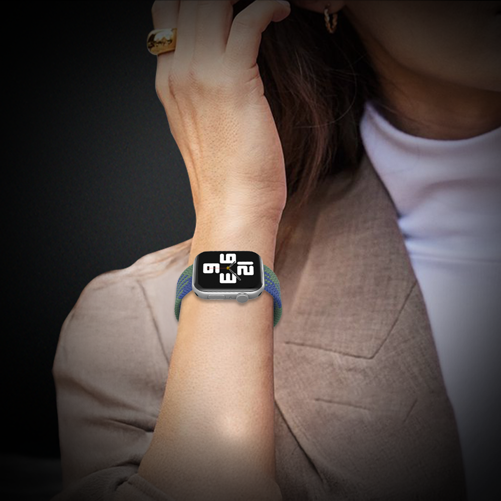 Watch Strap and Watch Band Apple Apple Watch Series 9, 8, 7, 6, 5, 4, 3, 2, 1,Se, Ultra & Ultra 2 38/40/41mm 42/44/45/49mm Blue Green Woman Showcasing Smartwatch Planet GrunX in India