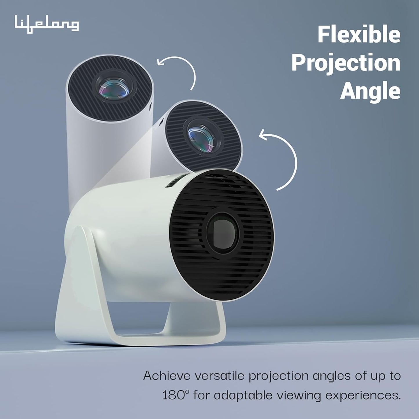 GrunX smart projector with HD resolution and wireless screen mirroring